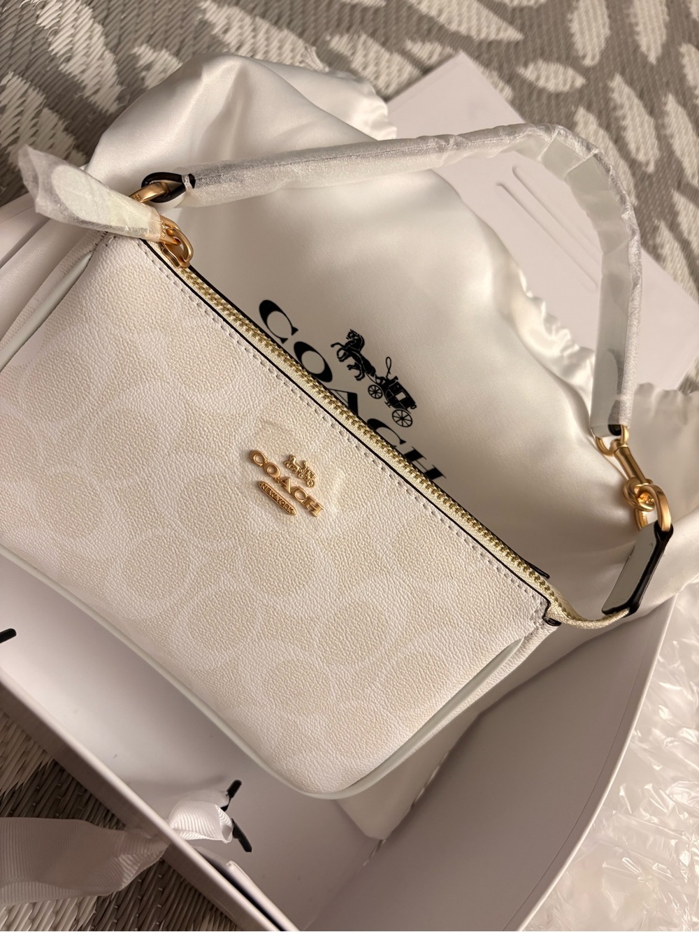 Coach Cream Mini Shoulder Bag with Gold Hardware